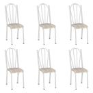 Kit 6 Cadeiras de Cozinha Alasca Estampado Rattan Pés de Ferro Branco - Pallazio