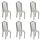 Kit 6 Cadeiras de Cozinha Alasca Estampado Rattan Pés de Ferro Cromo Preto - Pallazio
