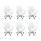 Kit 6 Cadeiras De Escritório Begonia Tela Mesh Ergonômico Branco