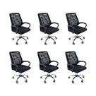 Kit 6 Cadeiras De Escritório Esteirinha Mesh Ergonômica Preto
