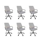 Kit 6 Cadeiras De Escritório Esteirinha Tela Mesh Ergonômico Branco