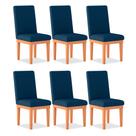Kit 6 Cadeiras de Jantar Alice Linho Azul