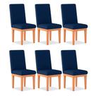 Kit 6 Cadeiras de Jantar Alice Suede Azul