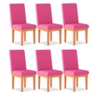 Kit 6 Cadeiras de Jantar Alice Suede Rosa