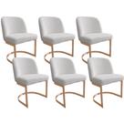 Kit 6 Cadeiras De Jantar Cléo Base Ouro Fosco Linho Bouclé Off White - Nexta Casa