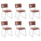 Kit 6 Cadeiras de Jantar Decorativa Base Aço Preto Luigi PU Caramelo G17 - Gran Belo
