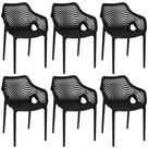 Kit 6 Cadeiras De Jantar Design Suits Com Braços Empilhável Em Polipropileno - Preto Kit 6 Cadeiras De Jantar Design Suits Com Braços Empilhável Em Polipropileno - Preto