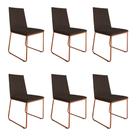 Kit 6 Cadeiras de Jantar Estofada Lille Base Bronze Veludo Marrom - Montanaris Decor Kit 6 Cadeiras de Jantar Estofada Lille Base Bronze Veludo Marrom - Montanaris Decor
