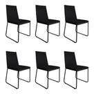 Kit 6 Cadeiras de Jantar Estofada Lille Base Preta Veludo Preto - Montanaris Decor