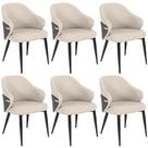 Kit 6 Cadeiras De Jantar Estofada Milano Design Italiano Com Encosto Ergonômico - Bege-cinza Escuro
