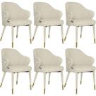 Kit 6 Cadeiras De Jantar Estofada Milano Design Italiano Com Encosto Ergonômico - Creme/cinza