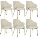 Kit 6 Cadeiras de Jantar Estofada Milano Design Italiano com Encosto Ergonômico - Creme/Cinza