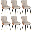 Kit 6 Cadeiras de Jantar Estofada Verona Design Italiano Encosto Anatômico Base Metálica Reforçada - Bege/Caramelo
