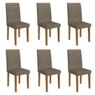 Kit 6 Cadeiras De Jantar Estofadas 43,5cm Multimóveis CR50218 Cacau