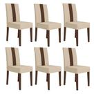Kit 6 Cadeiras de Jantar Estofadas Lisa material sintético Pés MDF Linea