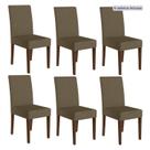 Kit 6 Cadeiras de Jantar Estofadas Lisa Pés MDF Linea