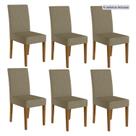 Kit 6 Cadeiras de Jantar Estofadas Lisa Pés MDF Linea
