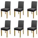 Kit 6 Cadeiras De Jantar Estofadas Madeira Maciça Multimóveis Cr15023 Madeirado-Preto