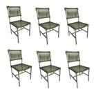Kit 6 Cadeiras de Jantar Gourmet Corda Náutica Verde Musgo Base Aluminio Rami França Linha Plus Kit 6 Cadeiras de Jantar Gourmet Corda Náutica Verde Musgo Base Aluminio Rami França Linha Plus