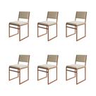 Kit 6 Cadeiras De Jantar Industrial Isa Assento Veludo Bege Base Cobre Kit 6 Cadeiras De Jantar Industrial Isa Assento Veludo Bege Base Cobre