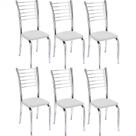 Kit 6 Cadeiras de Jantar Lara cromada para cozinha Assento material sintético branco - Aurora Line