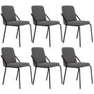 Kit 6 Cadeiras de Jantar Loft C01 em Aço Estofada em Linho Fendi Cinza e Preto Lyam Decor Kit 6 Cadeiras de Jantar Loft C01 em Aço Estofada em Linho Fendi Cinza e Preto Lyam Decor