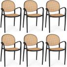 Kit 6 Cadeiras de Jantar Roma com Braço para Sala e Cozinha - Preto