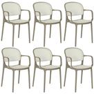 Kit 6 Cadeiras de Jantar Roma Prática com Braços para Sala e Cozinha - Branco/Cinza Escuro