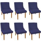 Kit 6 Cadeiras de Jantar Suede Azul Marinho Pés Palito Kit 6 Cadeiras de Jantar Suede Azul Marinho Pés Palito