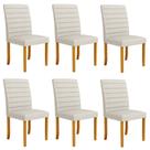 Kit 6 Cadeiras de Sala de Jantar Estofadas Veiga Madeira Maciça Linho Off White G78 - Gran Belo