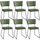 Kit 6 Cadeiras Decorativa Estofada Sala De Jantar Base Aço Allana L02 Facto Verde Musgo - Lyam Decor