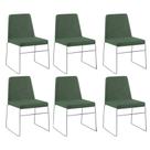 Kit 6 Cadeiras Decorativa Sala de Jantar Anne Linho Verde G17 - Gran Belo