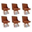 Kit 6 Cadeiras Decorativas Sala de Jantar Base Giratória de Madeira Firenze PU Nozes/Natural G19 - Gran Belo