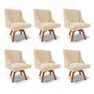 Kit 6 Cadeiras Decorativas Sala de Jantar Base Giratória de Madeira Firenze Suede Bege/Natural G19 - Gran Belo Kit 6 Cadeiras Decorativas Sala de Jantar Base Giratória de Madeira Firenze Suede Bege/Natural G19 - Gran Belo