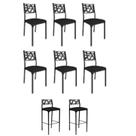 Kit 6 Cadeiras E 2 Banquetas Luiza Gourmet-assento Preto