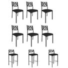 Kit 6 Cadeiras e 3 Banquetas Luiza Gourmet-Assento sintético preto