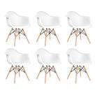 Kit 6 Cadeiras Eames Eifflel com Braço Daw de Madeira com Assento Branco