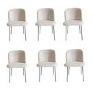 Kit 6 Cadeiras Elara Para Sala Mesa de Jantar Moderna com Base de Ferro Tecido Bouclé Premium Bege Topii Moda Casa