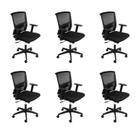 Kit 6 Cadeiras Escritório Diretor Ergonômico NR17 Tela Mesh Tóquio 3329 Preto