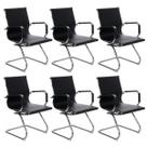 Kit 6 cadeiras escritório Esteirinha Home office fixa recepção - Preto Kit 6 cadeiras escritório Esteirinha Home office fixa recepção - Preto