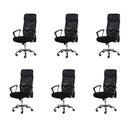 Kit 6 Cadeiras Escritorio Presidente com Relax Tela Mesh material sintético 3307