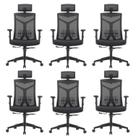 Kit 6 Cadeiras Escritório Presidente NR17 Office Lugano Preto