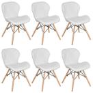 Kit 6 cadeiras estofadas Charles Eames Eiffel Slim Wood confort - Branco