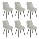 Kit 6 cadeiras estofadas design industrial Chicago Cinza Claro