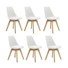 Kit 6 Cadeiras Estofadas Saarinen Wood Pés de Madeira Branco