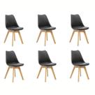 Kit 6 Cadeiras Estofadas Saarinen Wood Pés de Madeira Preto