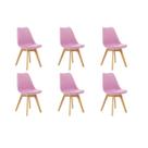 Kit 6 Cadeiras Estofadas Saarinen Wood Pés de Madeira Rosa