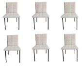 Kit 6 Cadeiras Gael Para Sala Mesa de Jantar Moderna com Base de Ferro Tecido Bouclé Premium Bege Topii Moda Casa