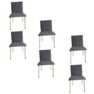 Kit 6 Cadeiras Gael Para Sala Mesa de Jantar Moderna com Base de Ferro Tecido Bouclé Premium Grafite Topii Moda Casa