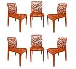 kit 6 Cadeiras Gruvyer Terracota Moderna Empilhavel Sala de Jantar pousadas
